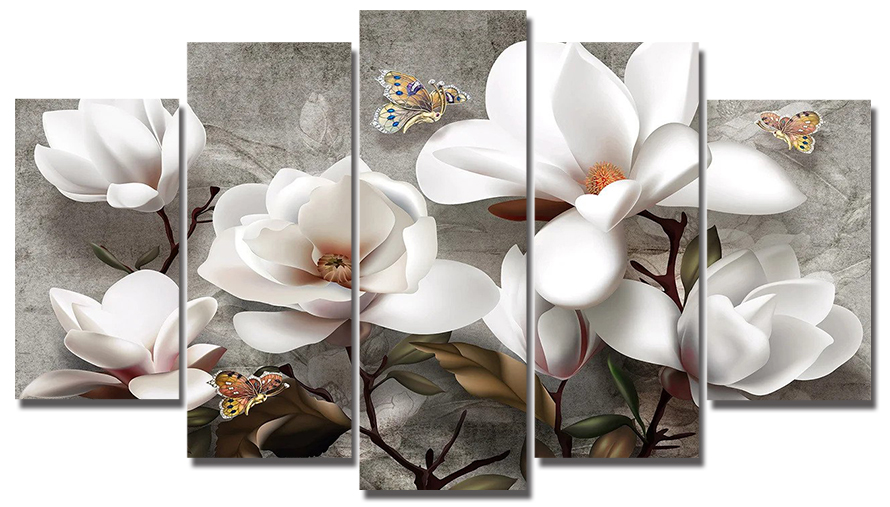 3D Magnolije U Plemenitim Tonovima - 5 delova - Слика 2