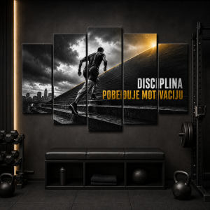 Disciplina Pobeđuje Motivaciju 5 Delova – motivaciona slika na platnu