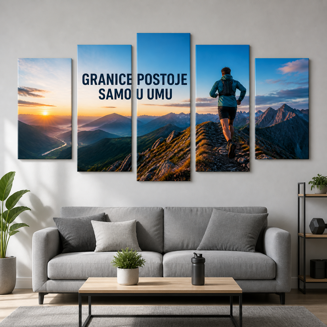 Granice Postoje Samo u Umu 5 Delova – motivaciona slika na platnu